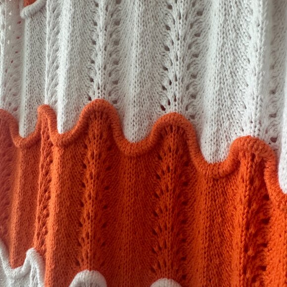 Tommy Hilfiger Women's Cotton Scallop-Stripe Sweater Tank Top sz L Cable Knit - Picture 5 of 11